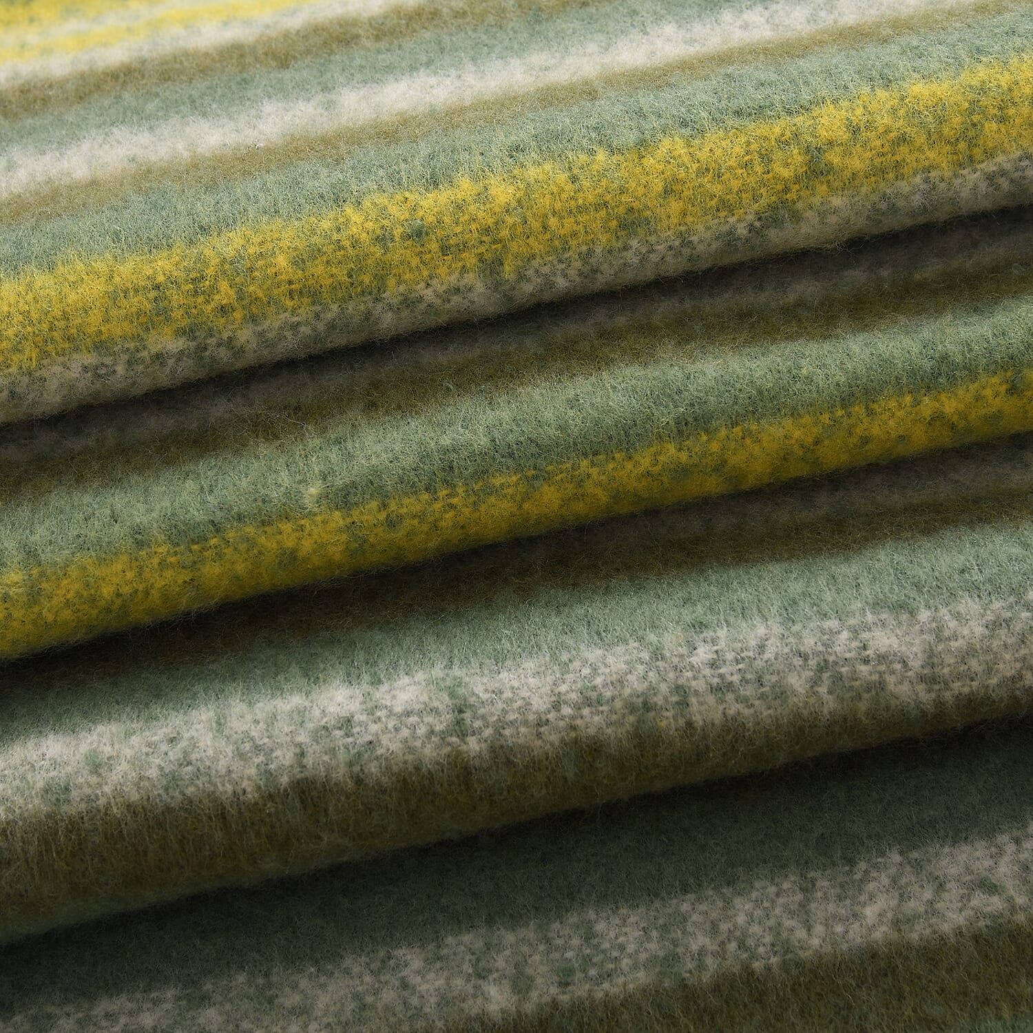 Striped Soft Touch Large Shawl with Tassel (180 x 50 cm) - Green