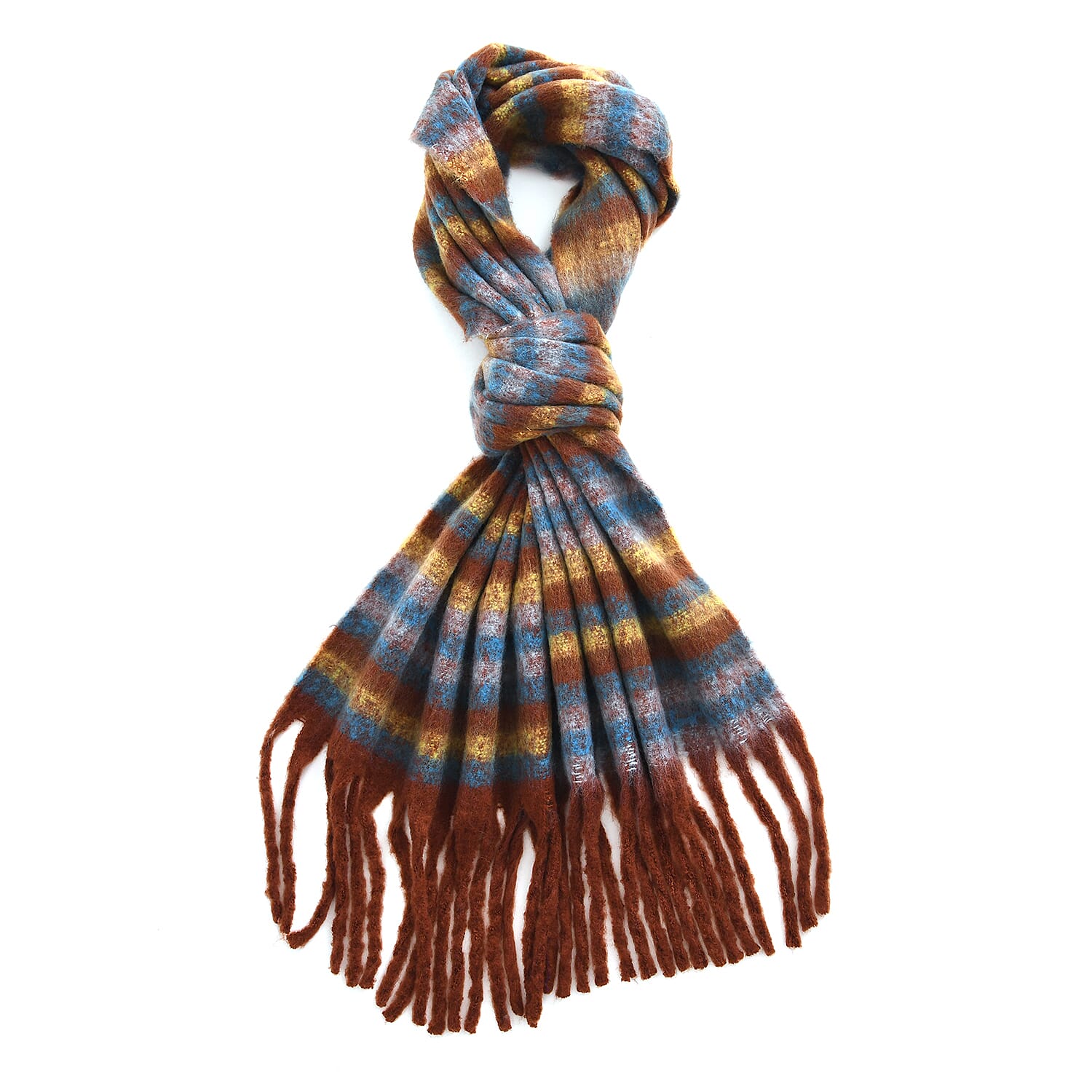 Striped Soft Touch Large Shawl with Tassel (180 x 50 cm) - Multicolour