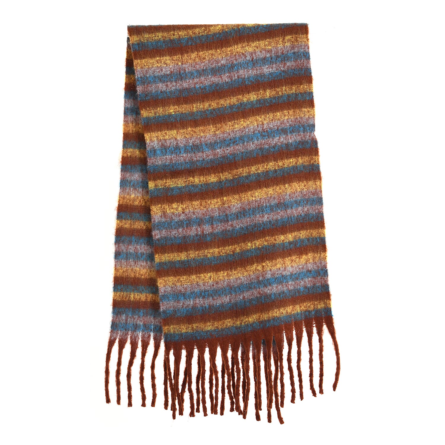 Striped Soft Touch Large Shawl with Tassel (180 x 50 cm) - Multicolour