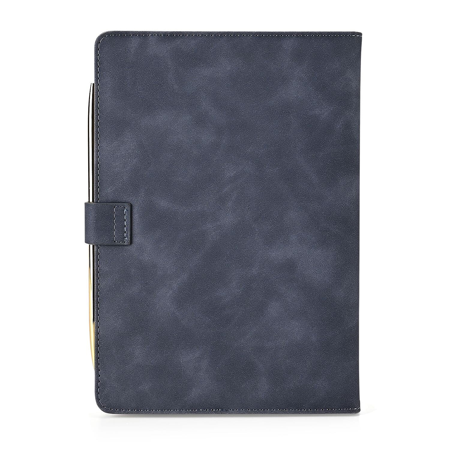 Set of 2 A5 Notebook & Black Ink Pen Gift Set - Haze Blue Sky Altar Design with Magnetic Clasp - Grey & Gold