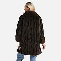 La Marey Women's Signature Leopard Print Faux Fur Longline Coat (Size - S-M) - Brown