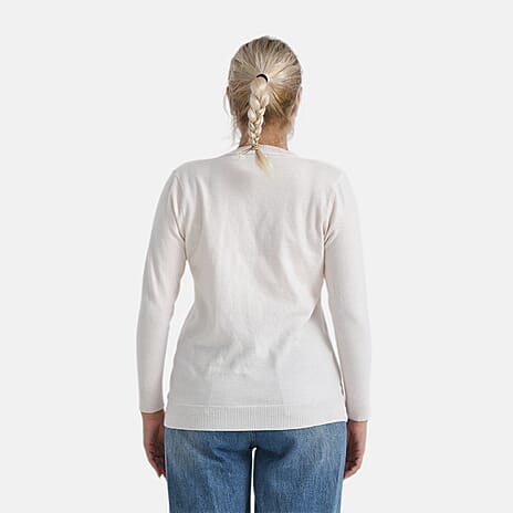 - Maisi Solid Cardigan (Size - XL) - Winter White