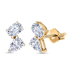 LUXURIANT The TOI ET MOI 1 Ct. Lab Grown Diamond Oval-Cut and Pear-Cut Earring in 18K Yellow Gold Vermeil Over Sterling Silver