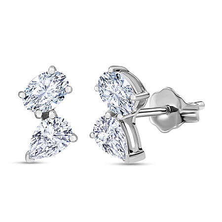LUXURIANT The TOI ET MOI 1 Ct. Lab Grown Diamond Oval-Cut and Pear-Cut Earring in Rhodium Overlay Sterling Silver LUXURIANT The TOI ET MOI 1 Ct. Lab Grown Diamond Oval-Cut and Pear-Cut Earring in Rhodium Overlay Sterling Silver