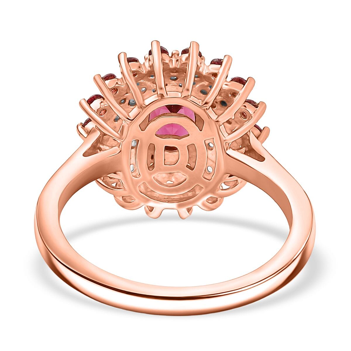 Djoy Orissa Rhodolite Garnet & White Zircon Ring in 18K Rose Gold Plating Sterling Silver 1.84 Ct. Djoy Orissa Rhodolite Garnet & White Zircon Ring in 18K Rose Gold Plating Sterling Silver 1.84 Ct.