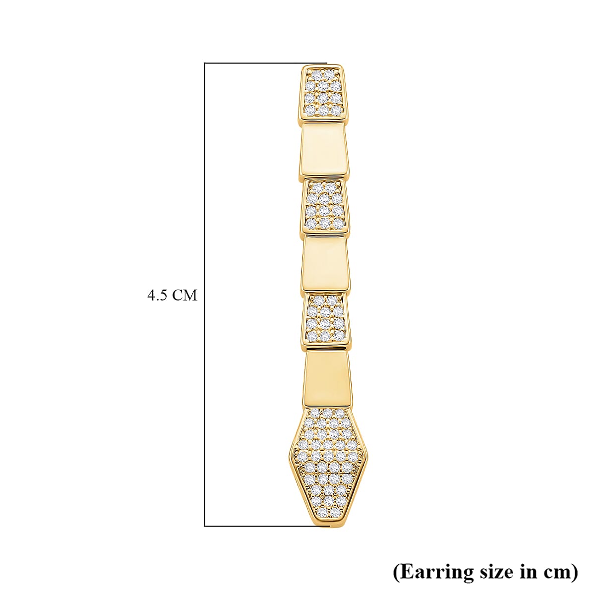White Cubic Zirconia Earring with Push Back in Yellow Gold Plated