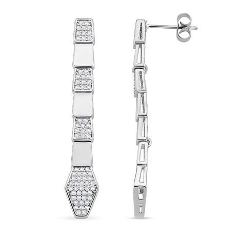 White Cubic Zirconia Earring with Push Back in White Gold Plated