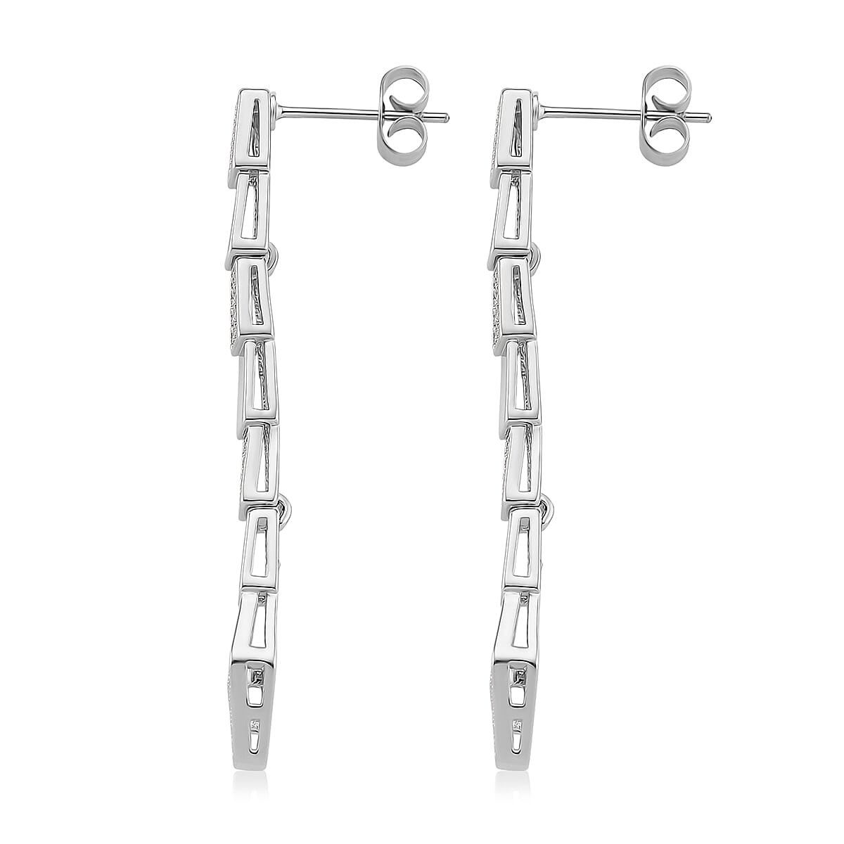 White Cubic Zirconia Earring with Push Back in White Gold Plated
