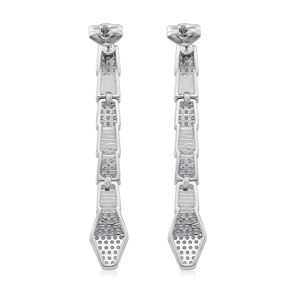 White Cubic Zirconia Earring with Push Back in White Gold Plated
