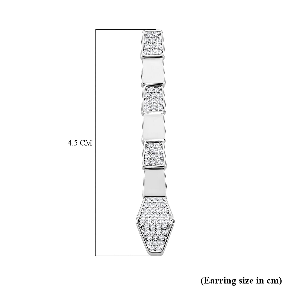 White Cubic Zirconia Earring with Push Back in White Gold Plated