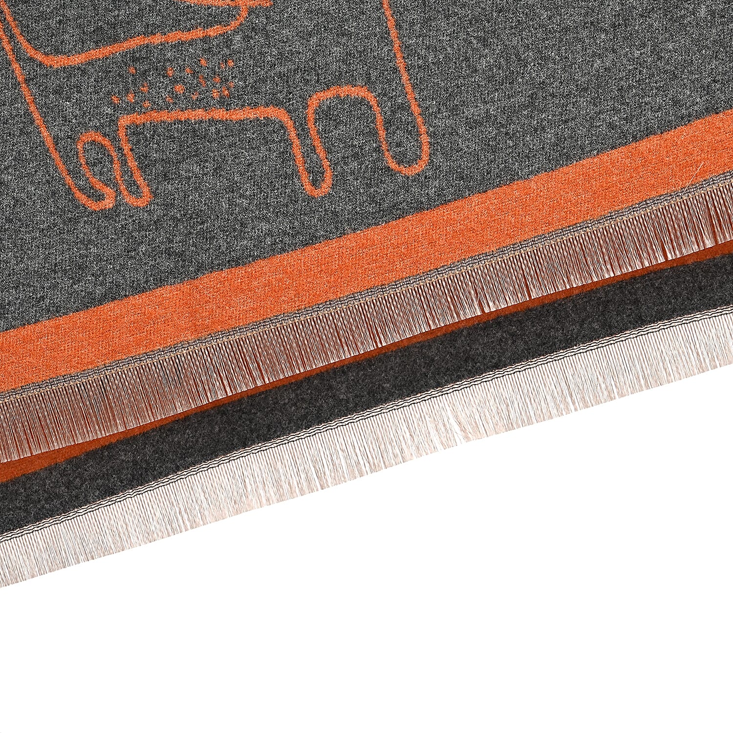 Styled By Cat Print Scarf (64x180cm) - Grey - Orange