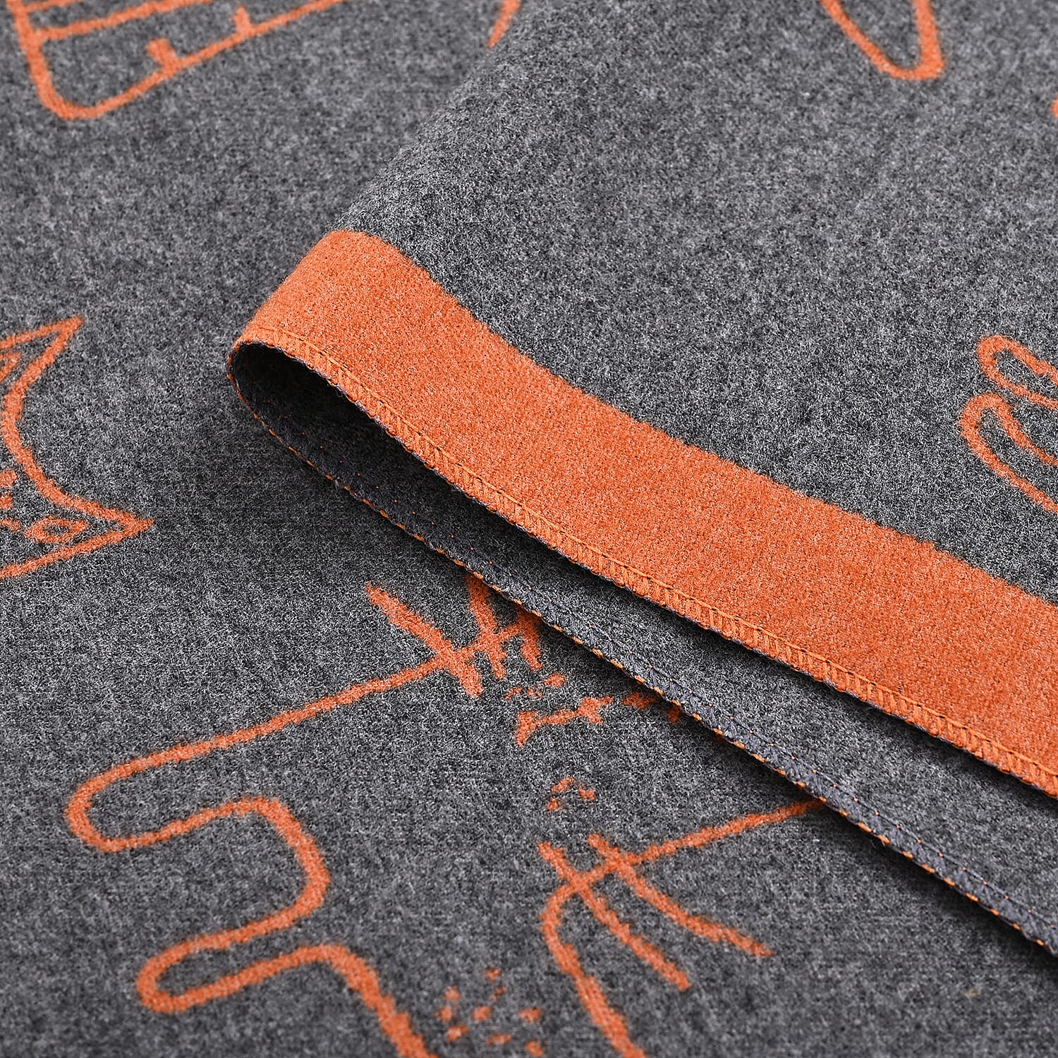 Styled By Cat Print Scarf (64x180cm) - Grey - Orange