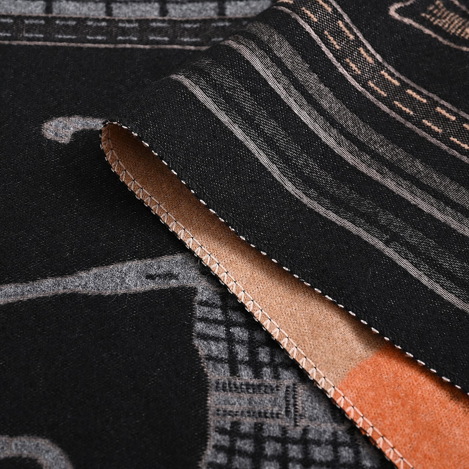 Styled By Horse Print Scarf (64x180cm) - Black, White - Brown