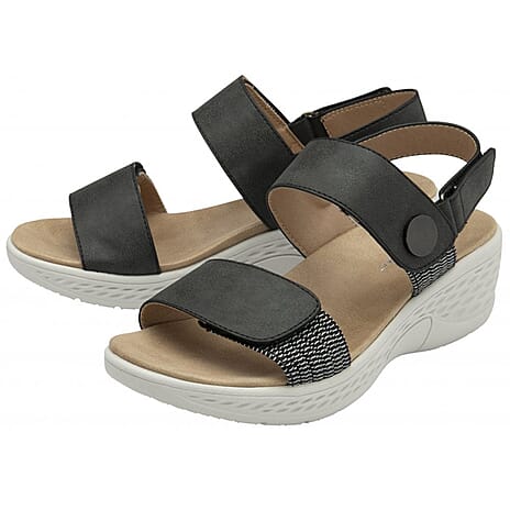 Dunlop Womens Selina Comfortable Slip-On Design Sandals (Size 5) - Charcoal