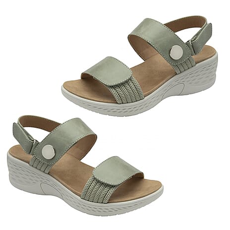 Dunlop Womens Selina Comfortable Slip-On Design Sandals (Size 4) - Sage Green
