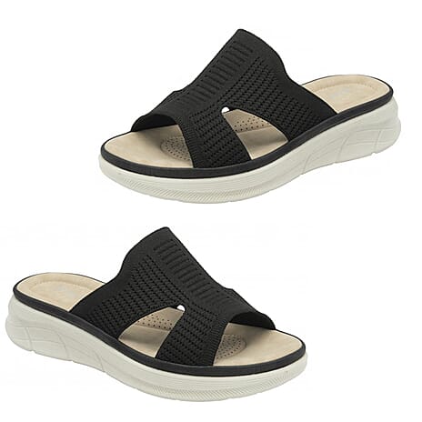 Dunlop Womens Wren Comfortable Casual Sandals (Size 5) - Black