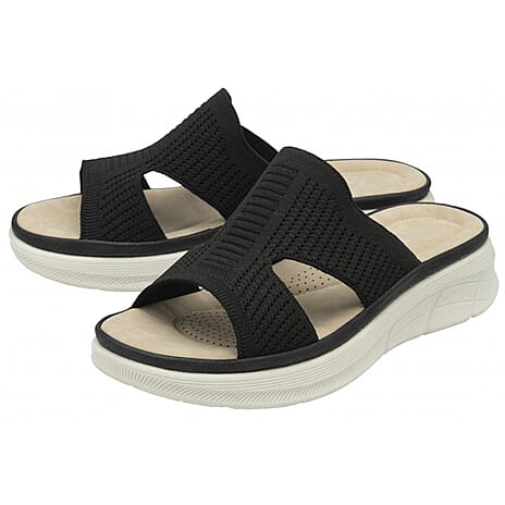 Dunlop Womens Wren Comfortable Casual Sandals (Size 5) - Black