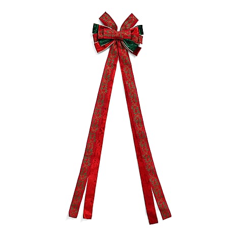 Christmas Tree Top Bow (135 x 33 cm) - Red - Green