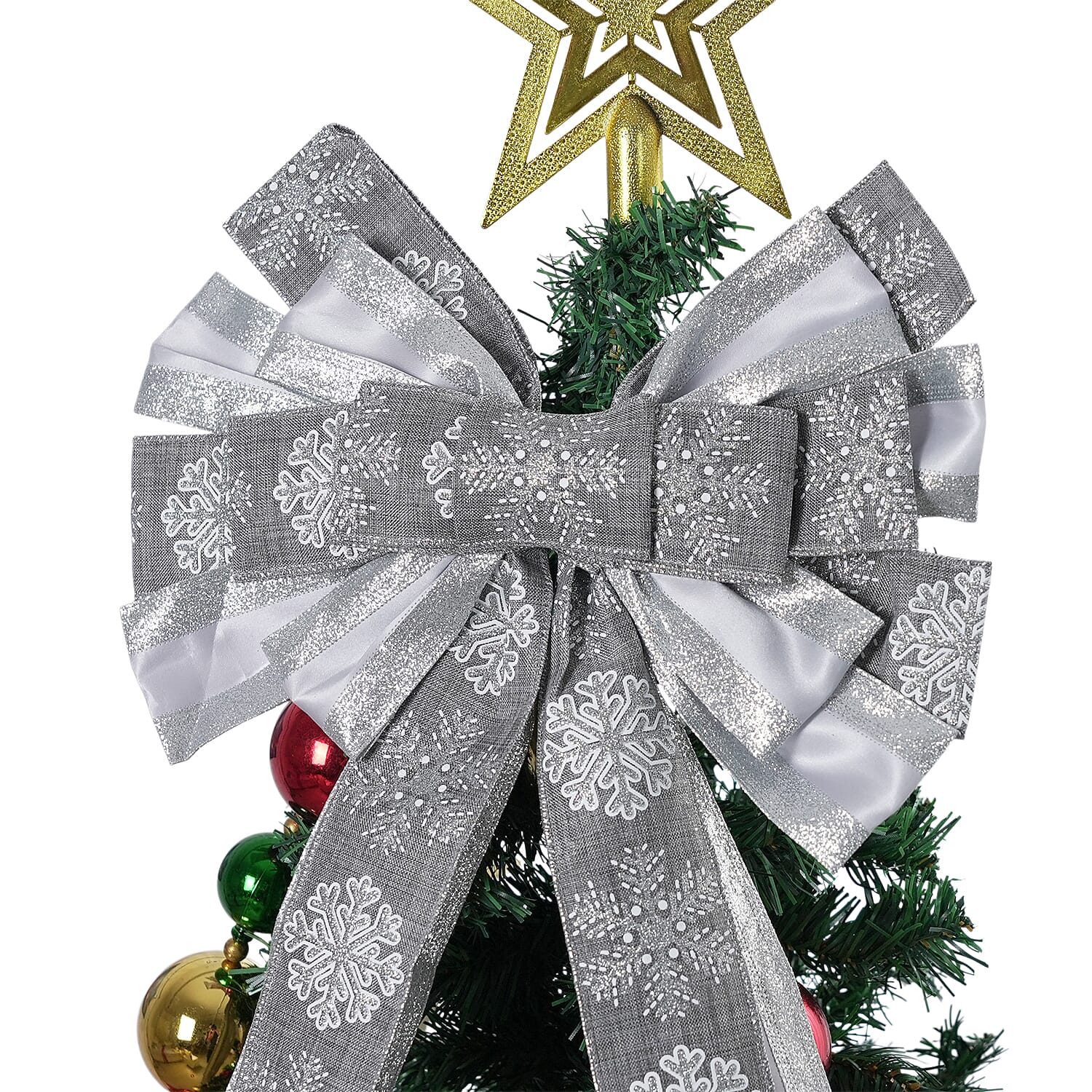 Christmas Tree Top Bow (135 x 33 cm) - Silver