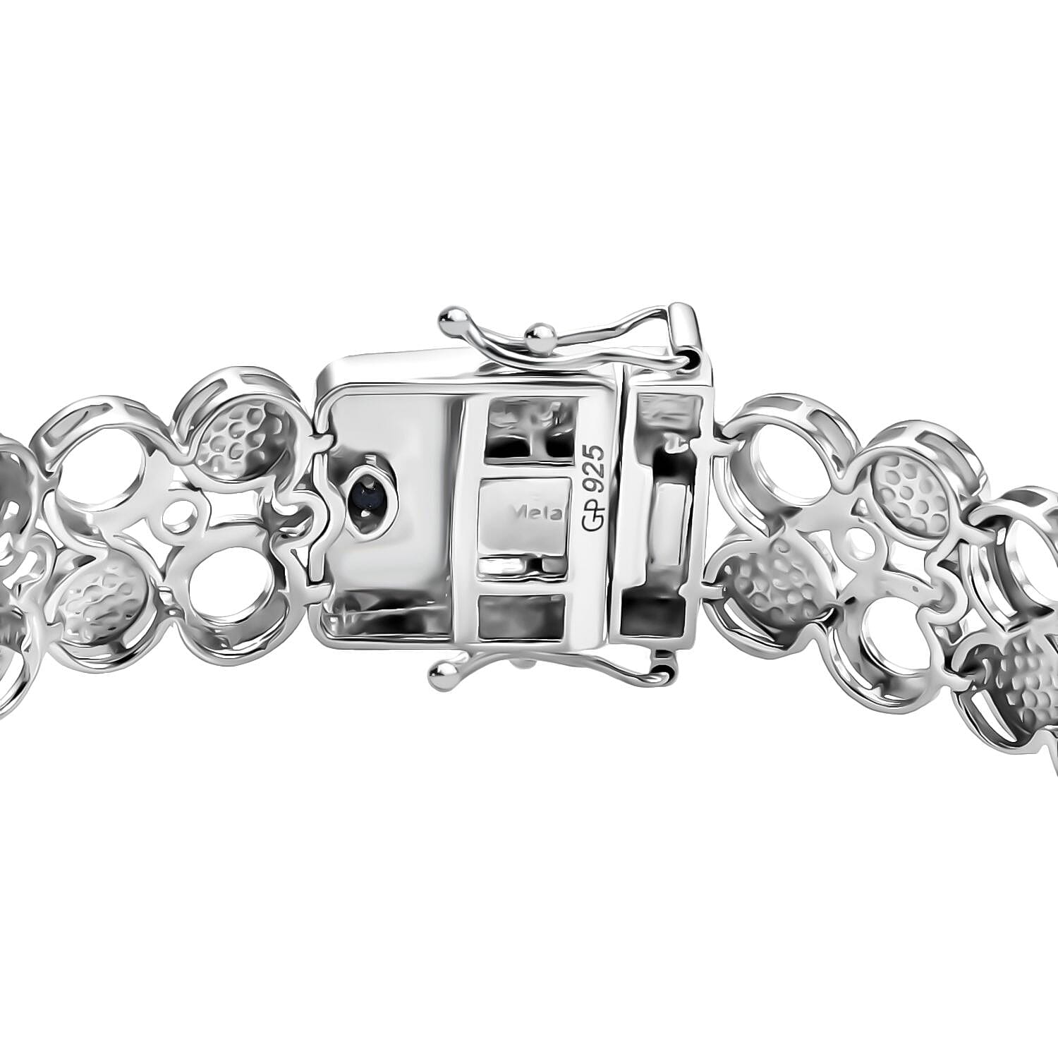 Sealife Collection - White Pearl, Blue Sapphire & White Zircon Cluster Bracelet (Size 7.5) in Rhodium Overlay Sterling Silver 19.30 Ct, Silver Wt. 27.60 Gms.