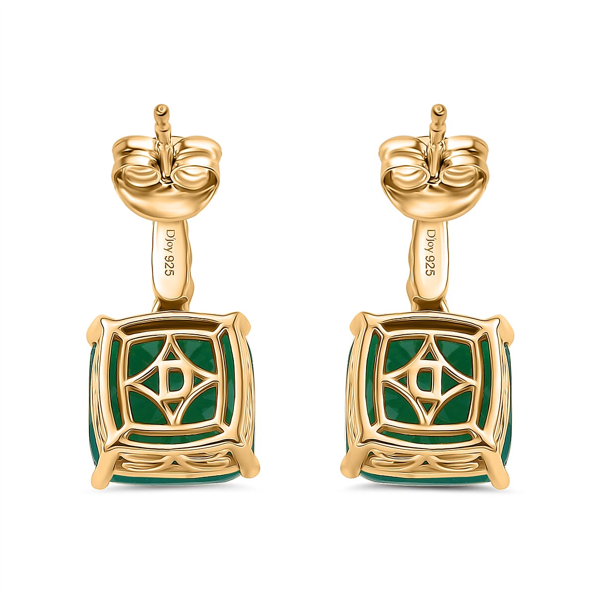 D'joy Verde Onyx Solitaire Stud Push Post Earring in 14K Yellow Gold Plating Sterling Silver 8.13 Ct. D'joy Verde Onyx Solitaire Stud Push Post Earring in 14K Yellow Gold Plating Sterling Silver 8.13 Ct.