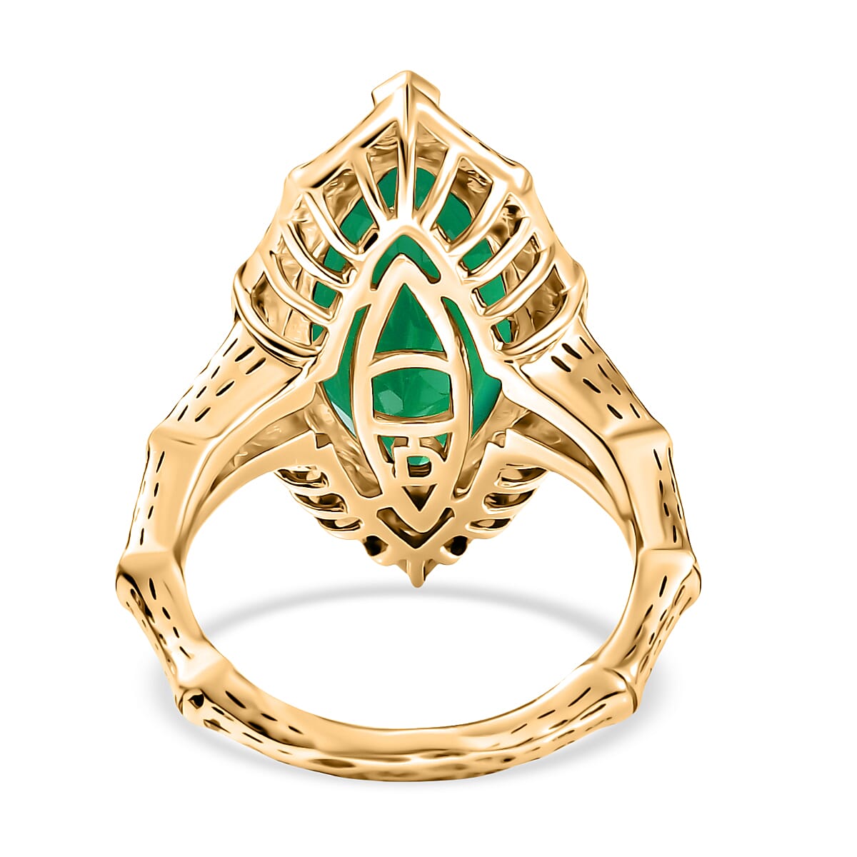 D'joy Green Onyx Solitaire Ring in 14K Yellow Gold Plating Sterling Silver 6.76 Ct. D'joy Green Onyx Solitaire Ring in 14K Yellow Gold Plating Sterling Silver 6.76 Ct.