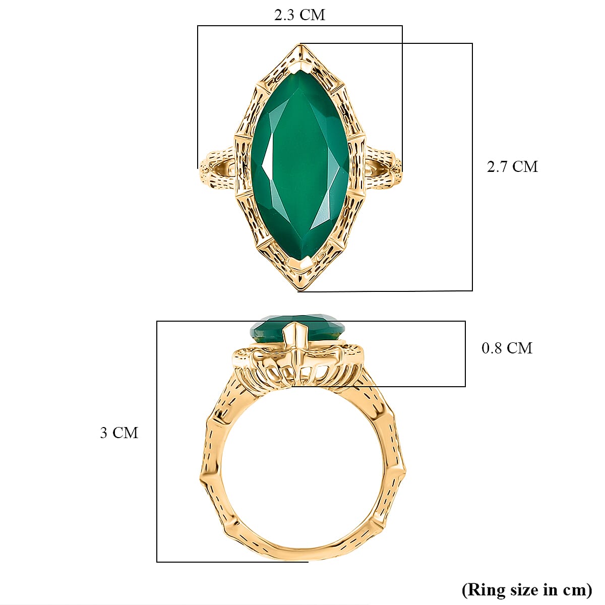 D'joy Green Onyx Solitaire Ring in 14K Yellow Gold Plating Sterling Silver 6.76 Ct. D'joy Green Onyx Solitaire Ring in 14K Yellow Gold Plating Sterling Silver 6.76 Ct.