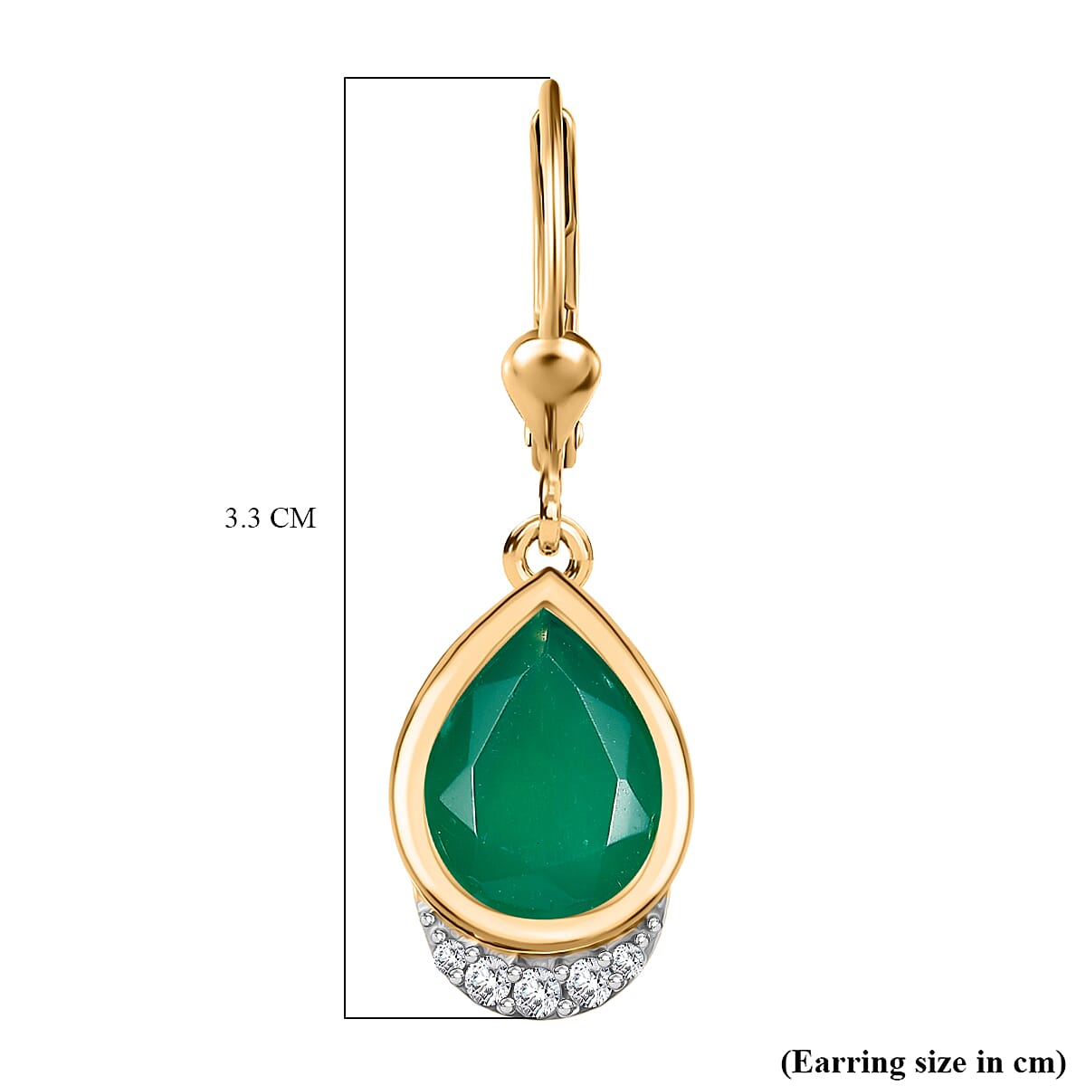 D'joy Verde Onyx & White Zircon Lever Back Earring in 14K Yellow Gold Plating Sterling Silver 4.64 Ct. D'joy Verde Onyx & White Zircon Lever Back Earring in 14K Yellow Gold Plating Sterling Silver 4.64 Ct.