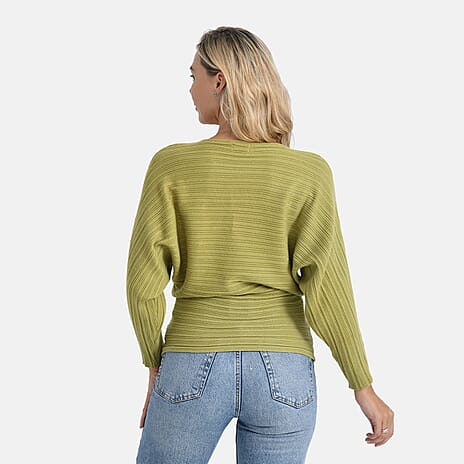 Styled by Boat Neck Batwing Jumper (One Size) - Green