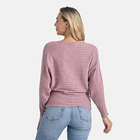 Styled by Boat Neck Batwing Jumper (One Size) - Pink