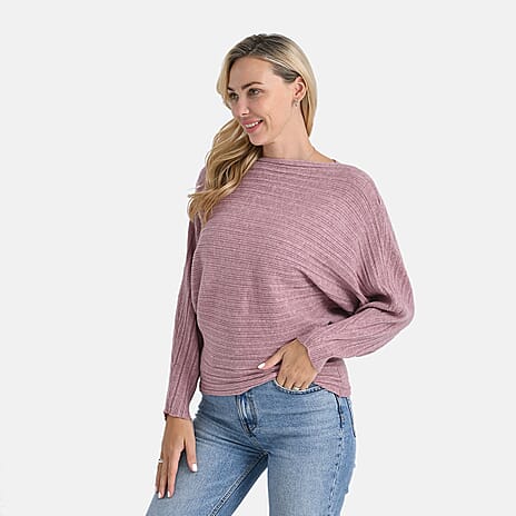 Styled by Boat Neck Batwing Jumper (One Size) - Pink