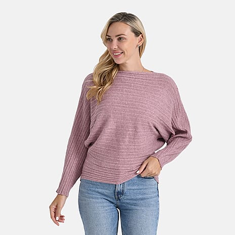 Styled by Boat Neck Batwing Jumper (One Size) - Pink