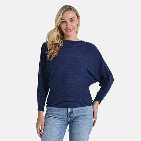 Styled by Boat Neck Batwing Jumper (One Size) - Purple