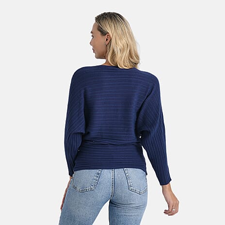 Styled by Boat Neck Batwing Jumper (One Size) - Purple