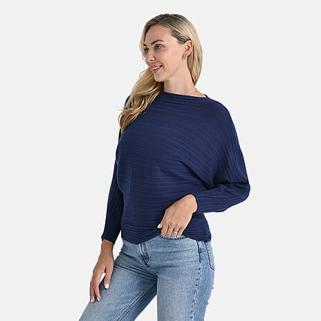 Styled by Boat Neck Batwing Jumper (One Size) - Purple
