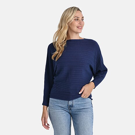 Styled by Boat Neck Batwing Jumper (One Size) - Purple