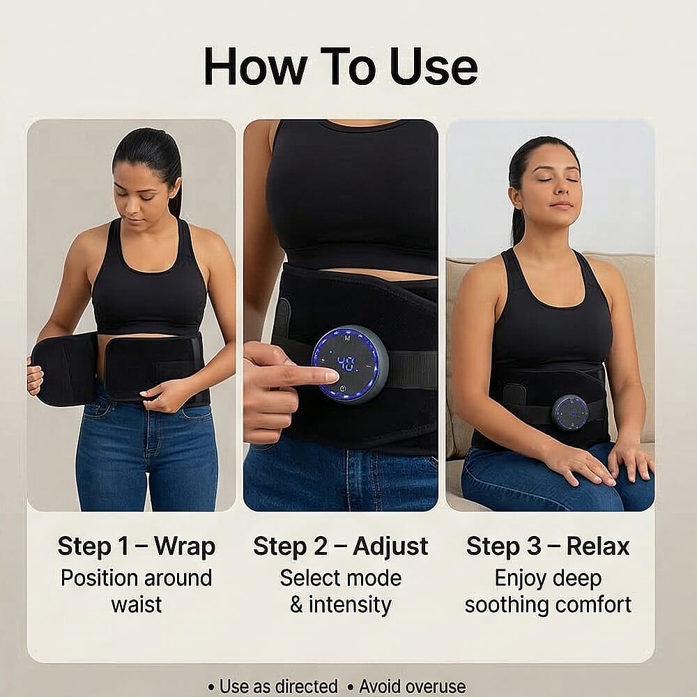 Livmore Rechargeable Waist Massager with Heat and Vibration Therapy - Black