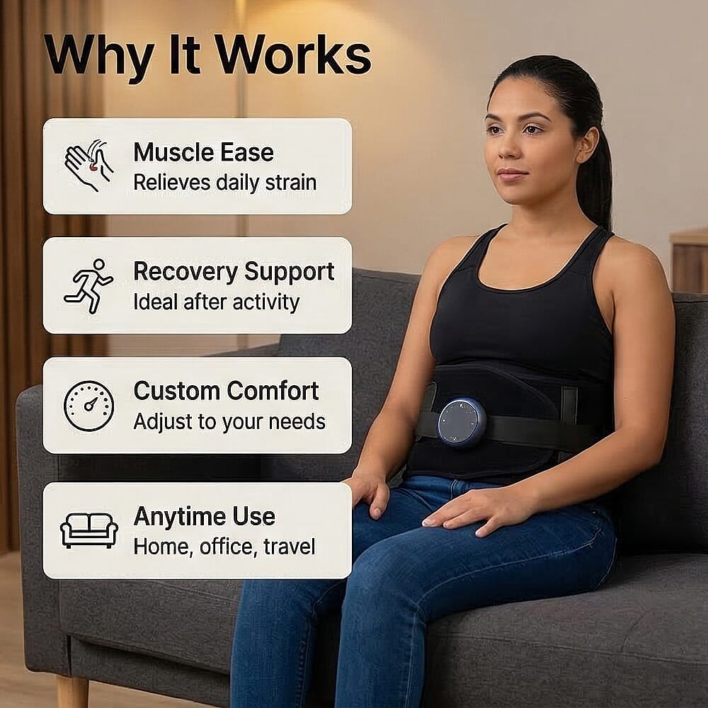 Livmore Rechargeable Waist Massager with Heat and Vibration Therapy - Black