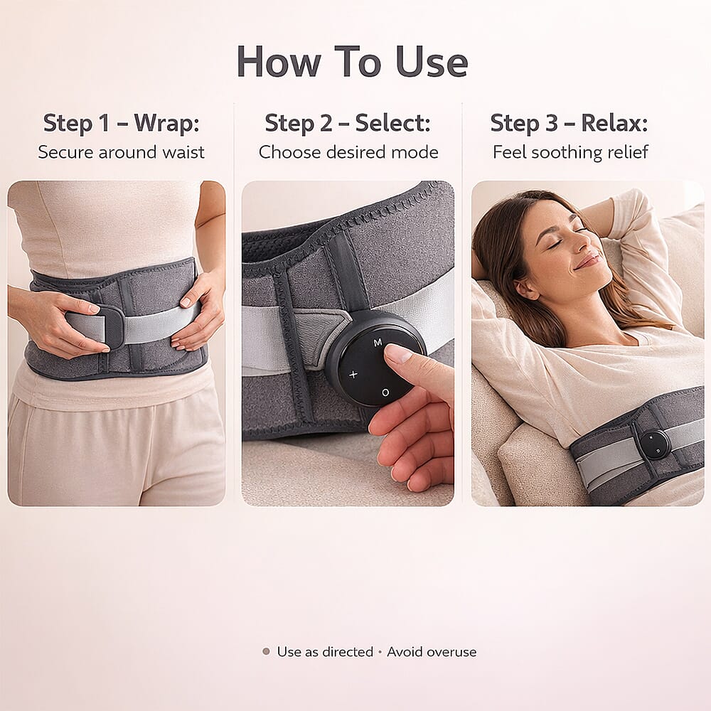 Livmore Rechargeable Hot Compress Portable Massager Belt with Heat and Vibration Therapy - Gray