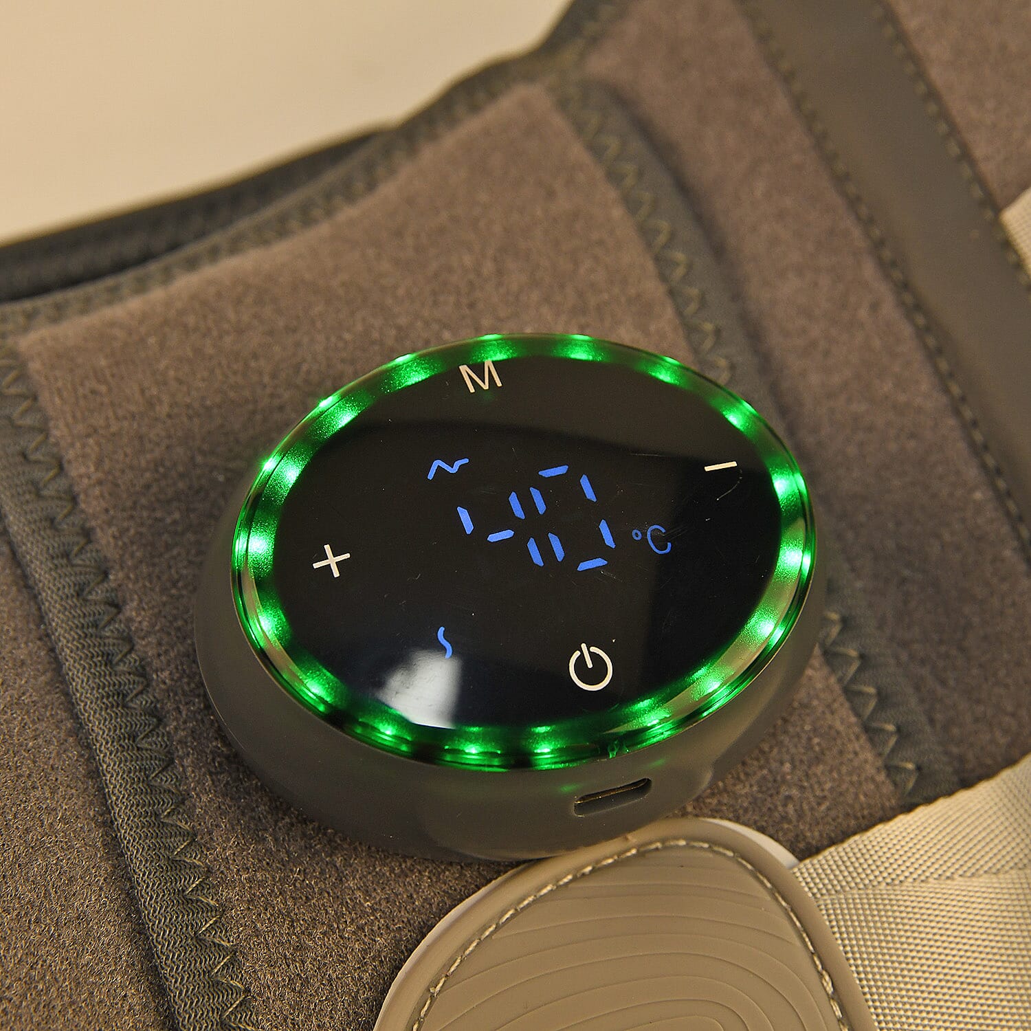 Livmore Rechargeable Hot Compress Portable Massager Belt with Heat and Vibration Therapy - Gray