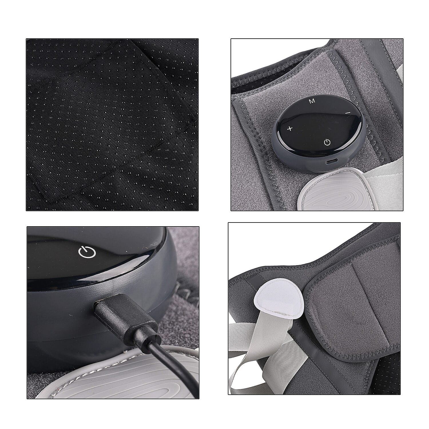 Livmore Rechargeable Hot Compress Portable Massager Belt with Heat and Vibration Therapy - Gray