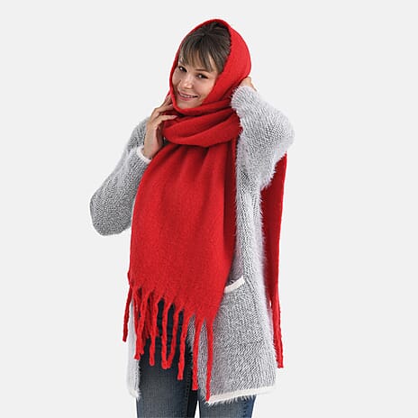 Soft Touch Large Tassle Scarf (190 x 40 cm) - Red