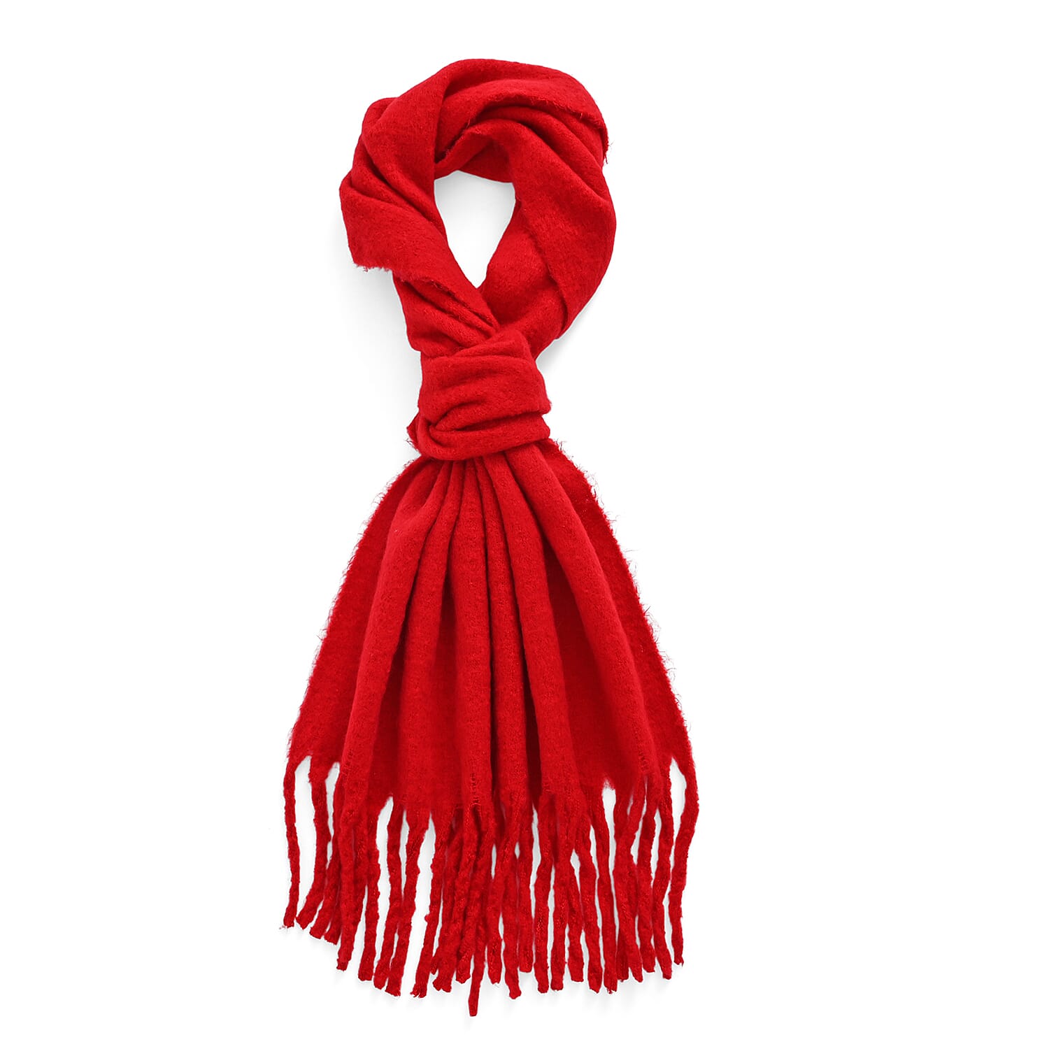 Soft Touch Large Tassle Scarf (190 x 40 cm) - Red
