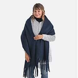 Soft Touch Large Tassle Scarf (190 x 40 cm) - Navy