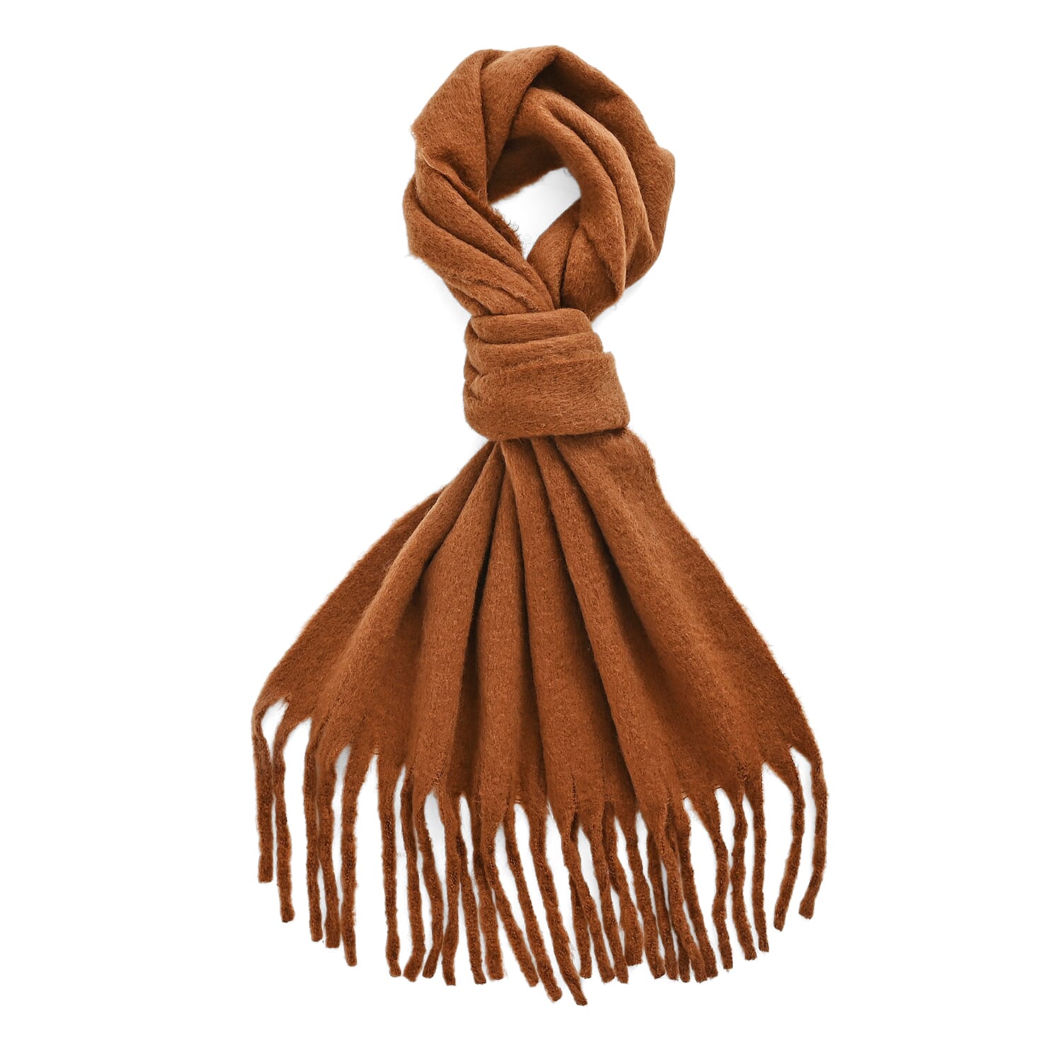 Soft Touch Large Tassle Scarf (190 x 40 cm) - Coffee