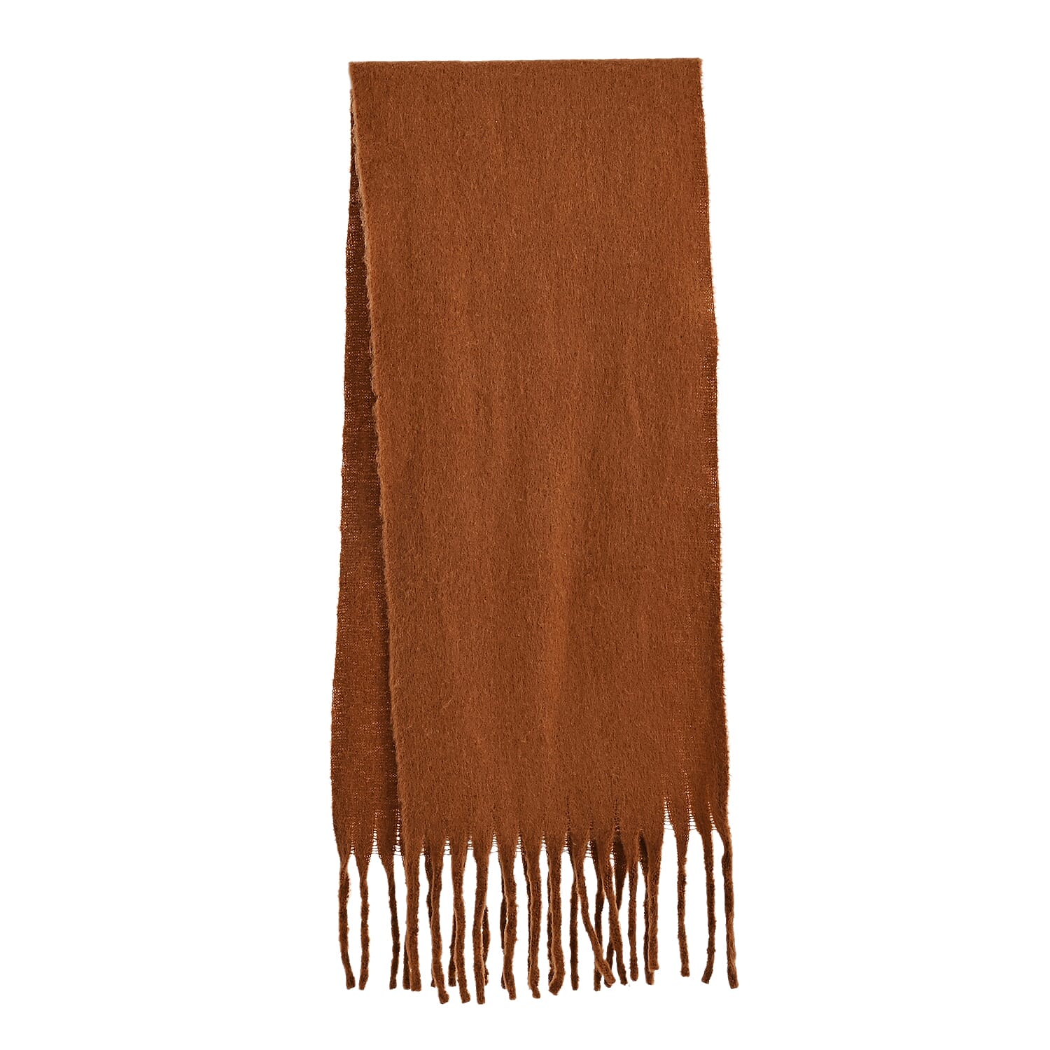Soft Touch Large Tassle Scarf (190 x 40 cm) - Coffee