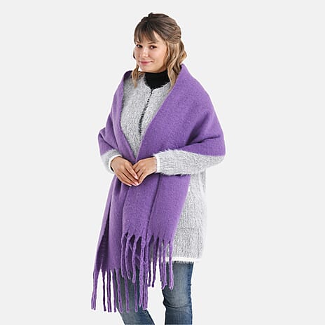 Soft Touch Large Tassle Scarf (190 x 40 cm) - Purple
