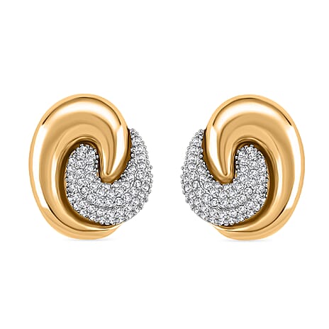 Designer Inspired- Two-Tone Swirl Stud Earring in Gold Plating
