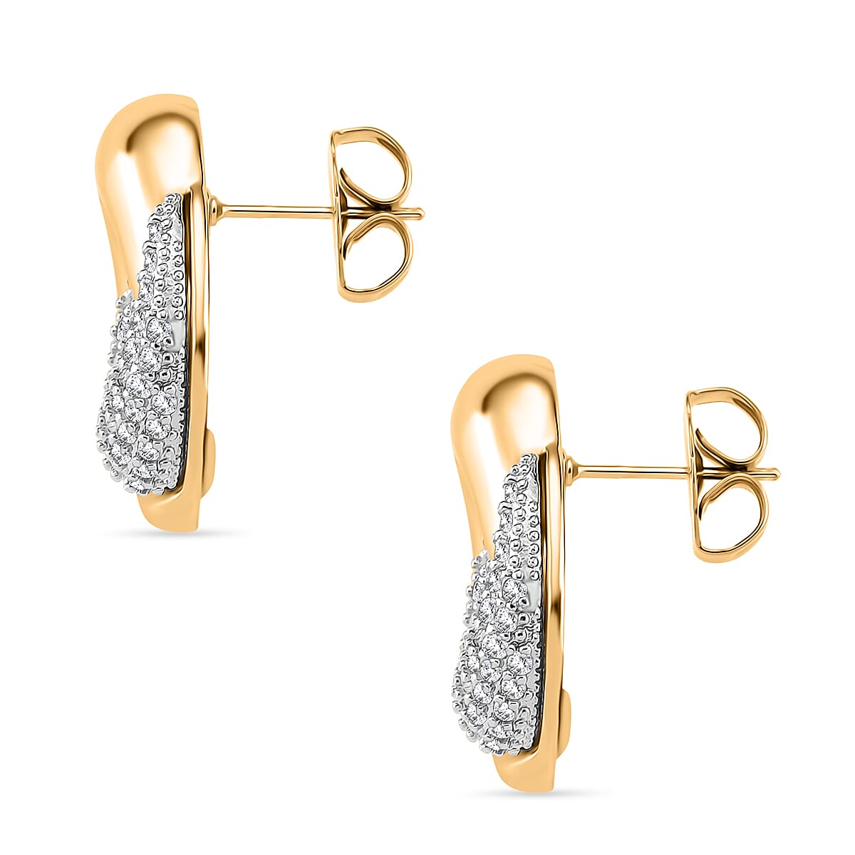Designer Inspired- Two-Tone Swirl Stud Earring in Gold Plating