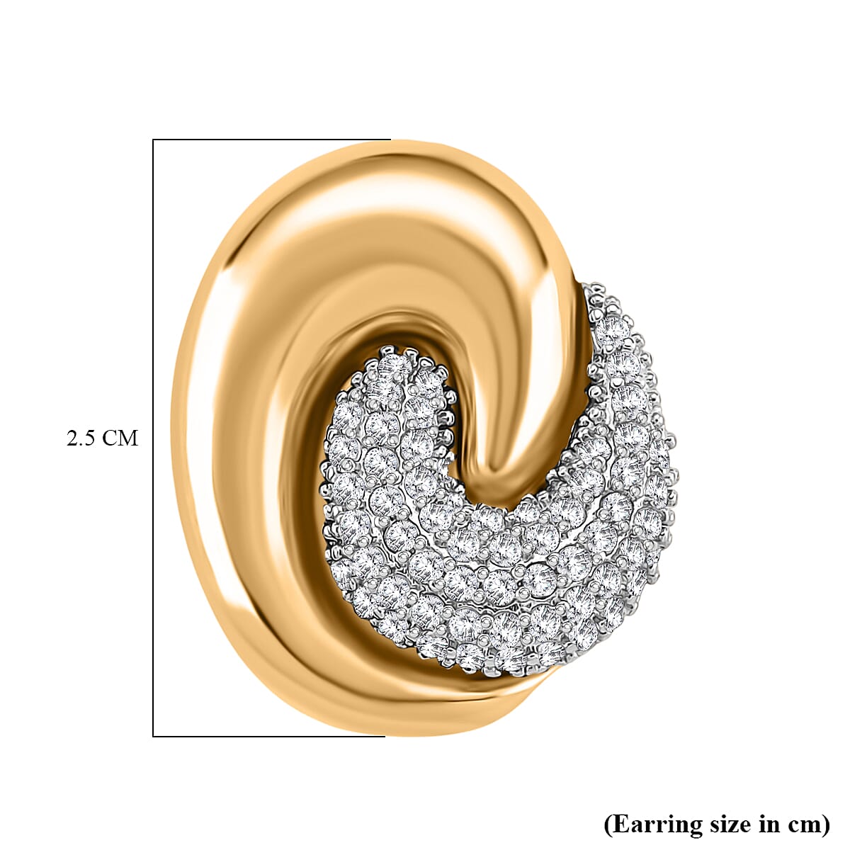 Designer Inspired- Two-Tone Swirl Stud Earring in Gold Plating